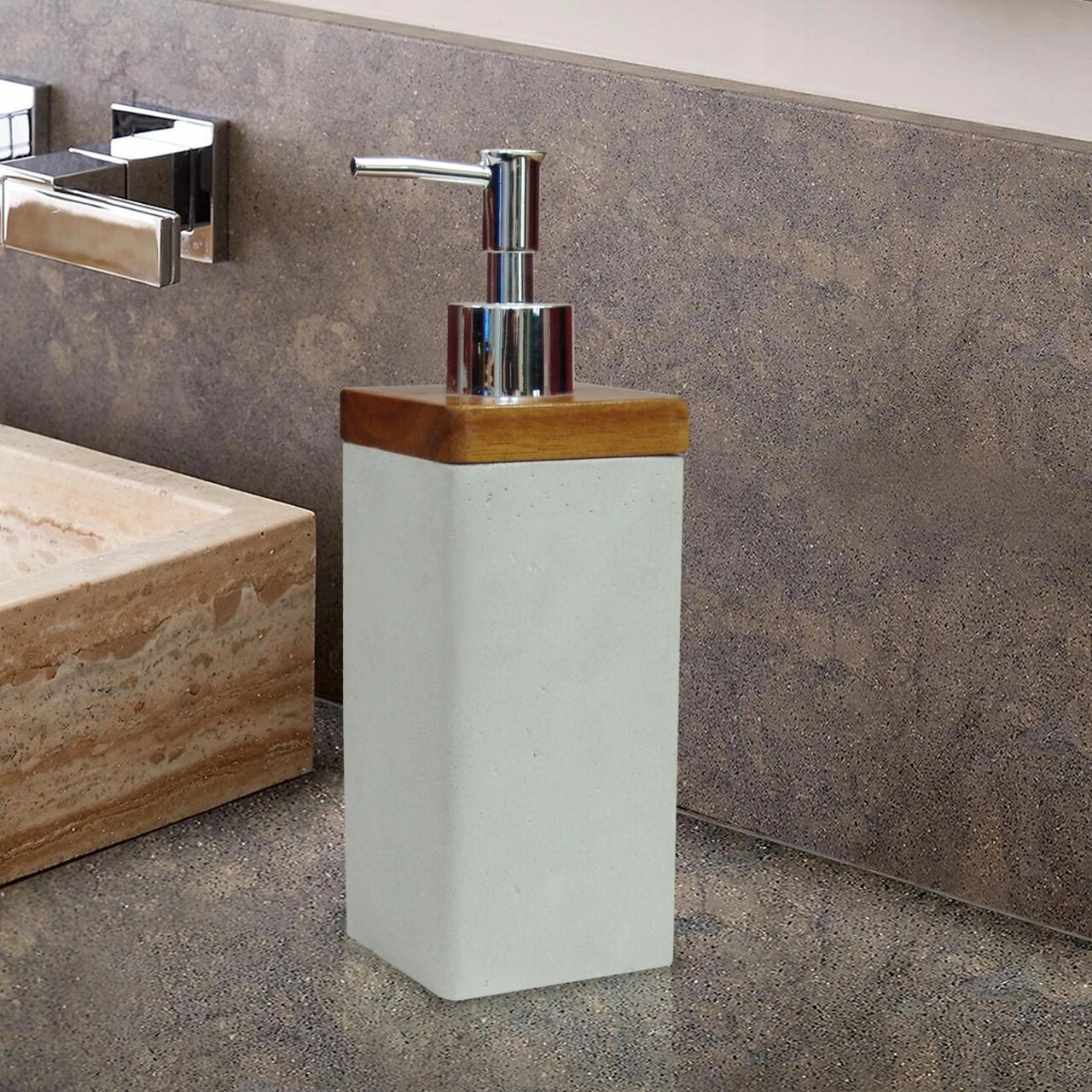 Stainless Steel Soap Dispenser Pump Bottle | Bathroom & Kitchen | Holds Soap, Lotion & Sanitizer | Stone